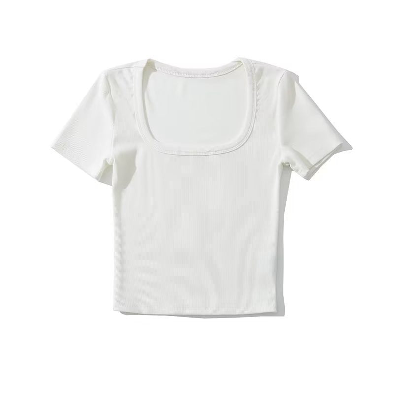 U-neck short-sleeved tops