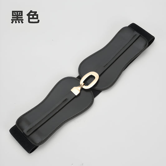elastic wide gridle belt | brown & black