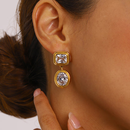 KalonBd Luxurious zircon titanium earrings