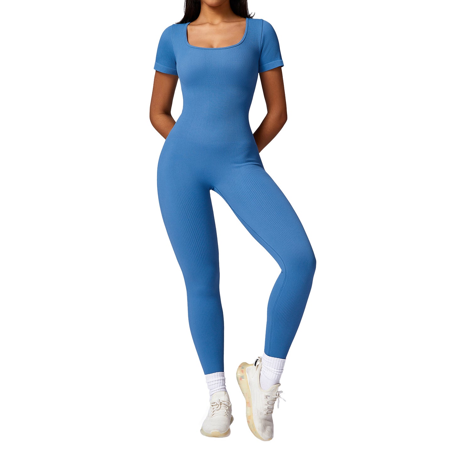 Short-Sleeved Fitness Sports One-Piece Suit