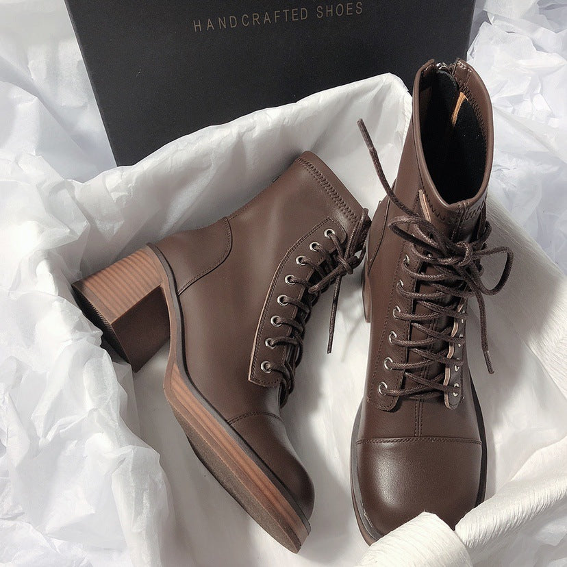 KalonBd Thick heeled retro Martin boots - KALONBD.COM