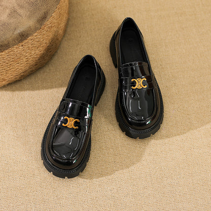 Genuine leather loafers thick CC boots