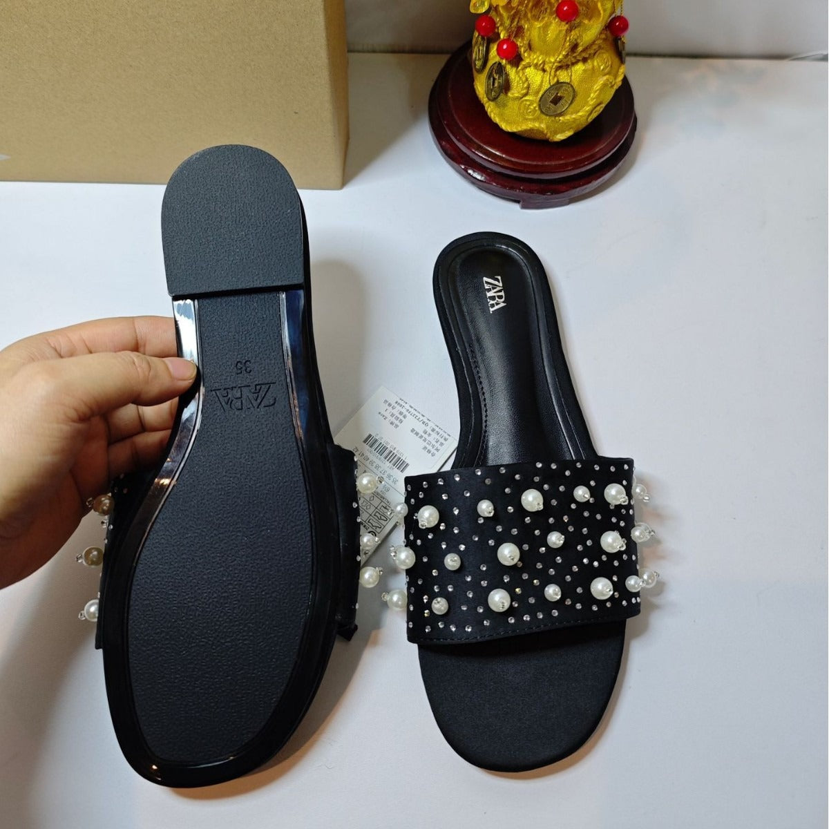 KalonBd rhinestone pearl sandals - KALONBD.COM