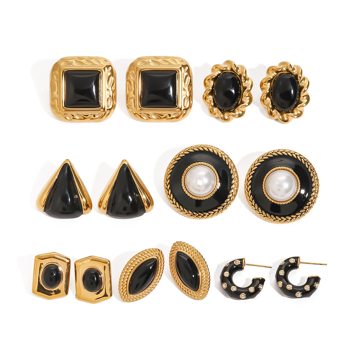 KalonBd Sophisticated black agate earrings