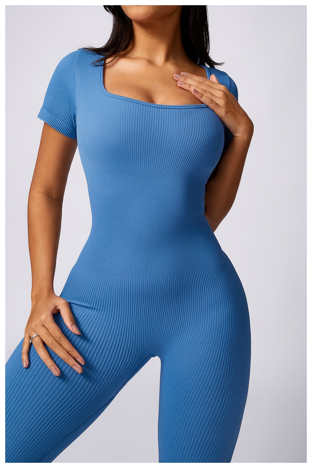 Short-Sleeved Fitness Sports One-Piece Suit