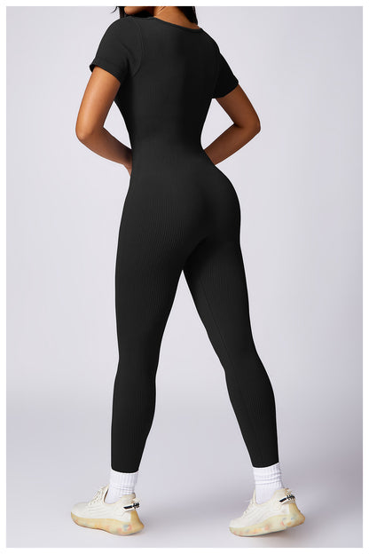 Short-Sleeved Fitness Sports One-Piece Suit