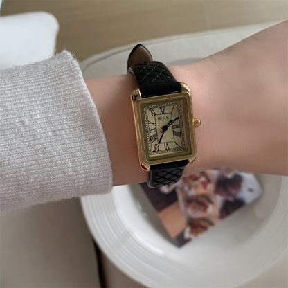 rectangular genuine leather watch