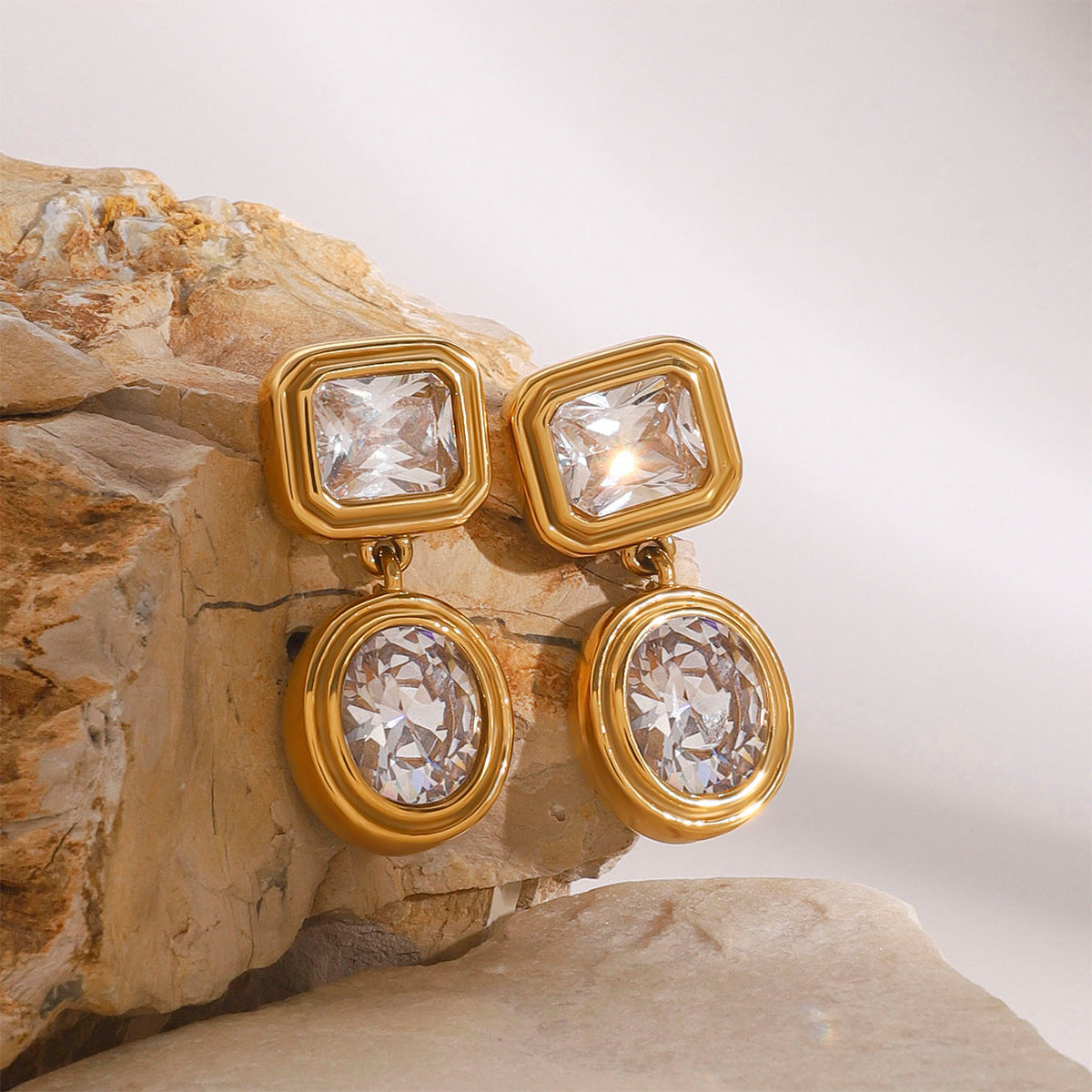 KalonBd Luxurious zircon titanium earrings - KALONBD.COM