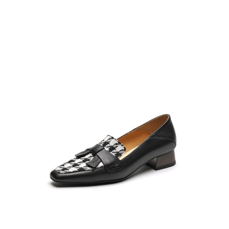 Square Toe Bowknot Retro Plaid loafer (37,38) - KALONBD.COM