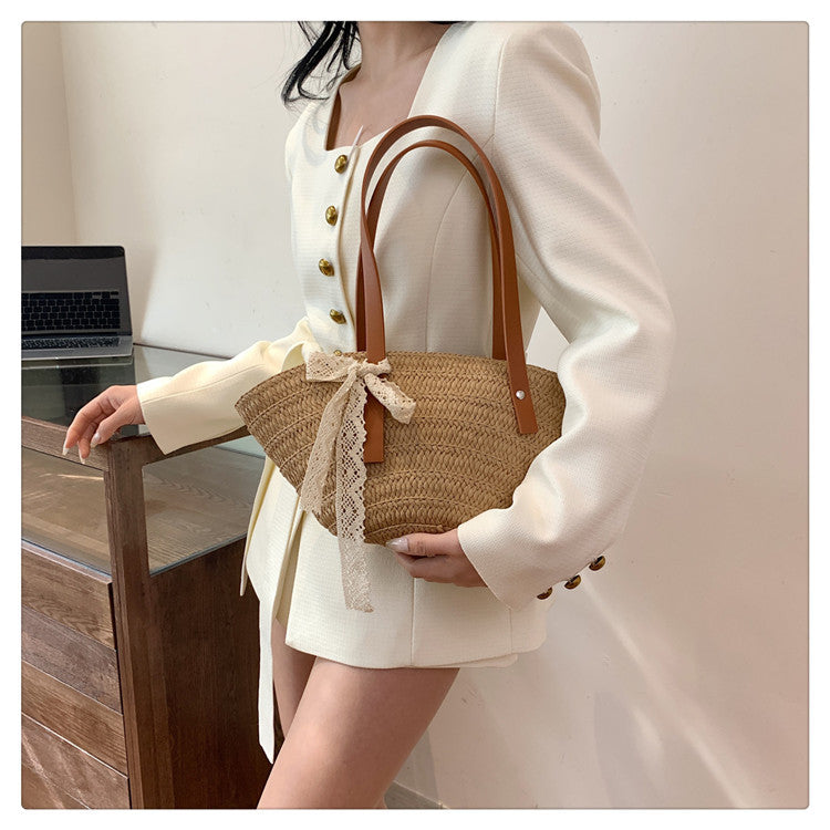 Fashionable Handmade Rattan Woven Beach Bag