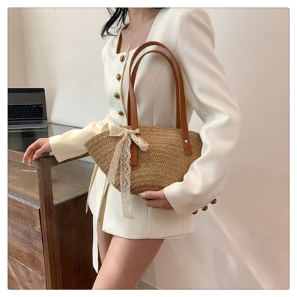 Fashionable Handmade Rattan Woven Beach Bag