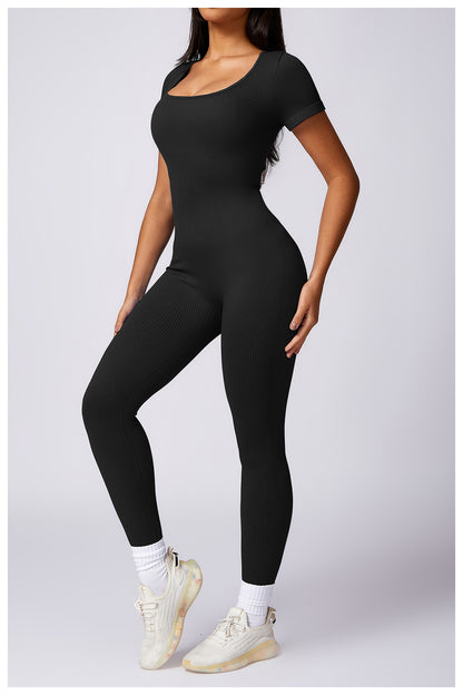 Short-Sleeved Fitness Sports One-Piece Suit