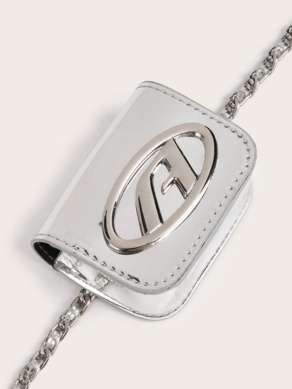 D letter waist chain bag