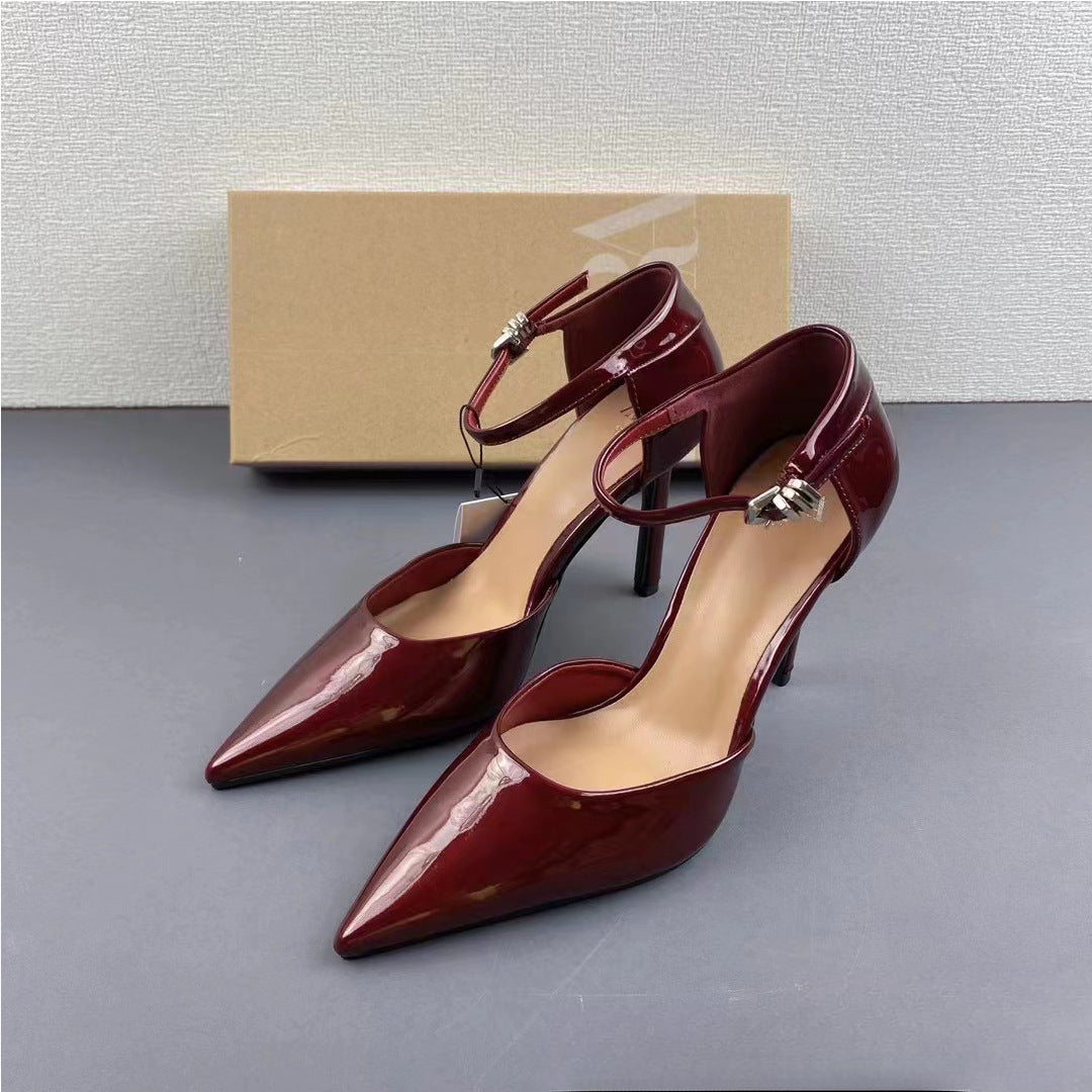 Kalonbd ZA25 Red Ankle Strap heels