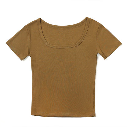 U-neck short-sleeved tops