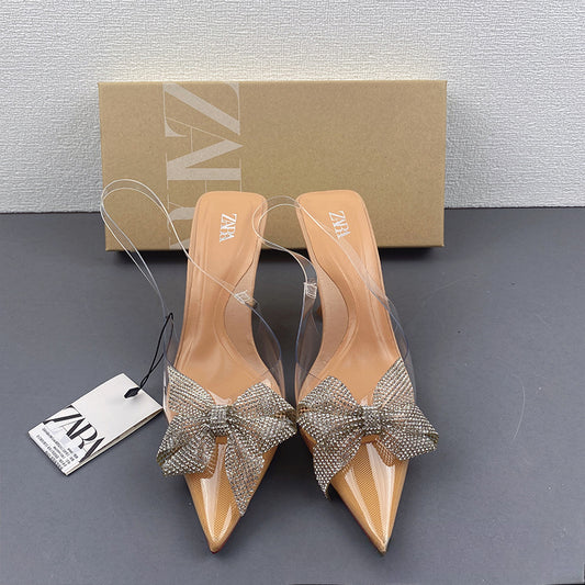 Kalonbd transparent mules pointed Heel