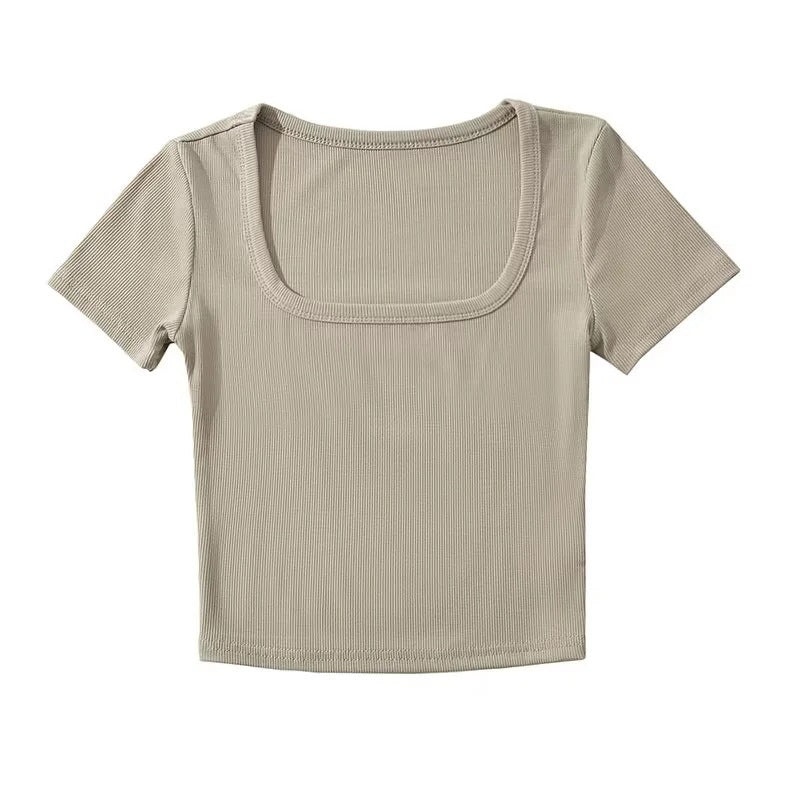 U-neck short-sleeved tops