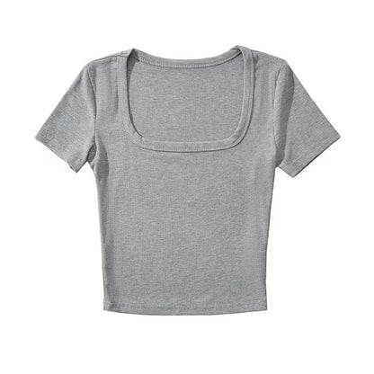 U-neck short-sleeved tops