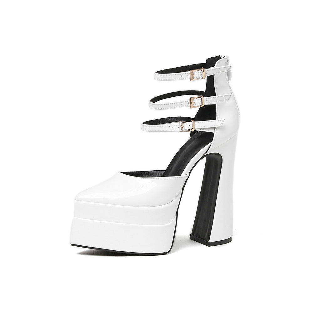 American catwalk buckle thick 6 inch heel (41) - KALONBD.COM