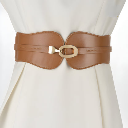 elastic wide gridle belt | brown & black