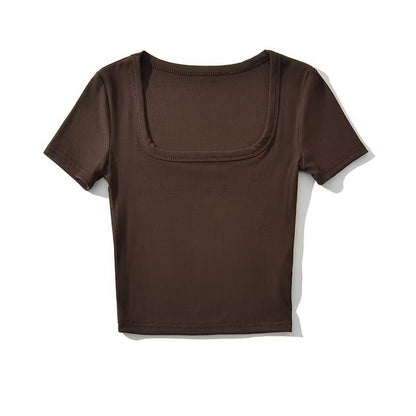 U-neck short-sleeved tops