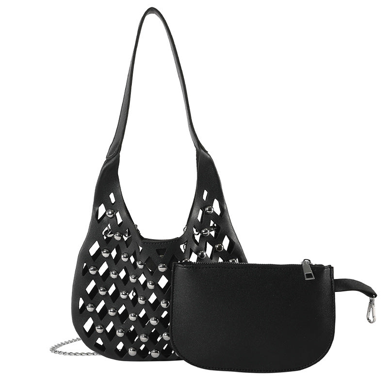 2024 New Trendy Hollow Rivet Shoulder Bag