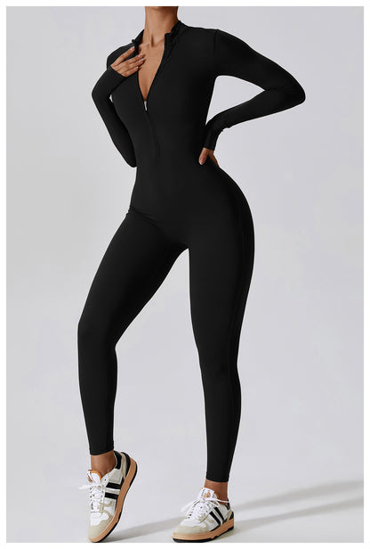 Long-Sleeved intensity fitness sports jumpsuit