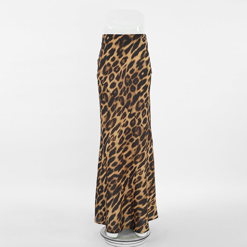 Leopard print chiffon skirt