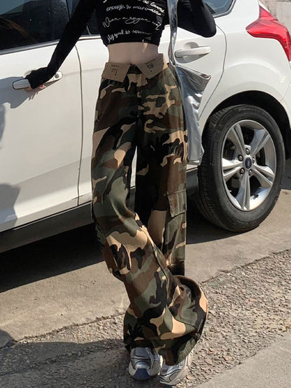 retro army print cargo pant