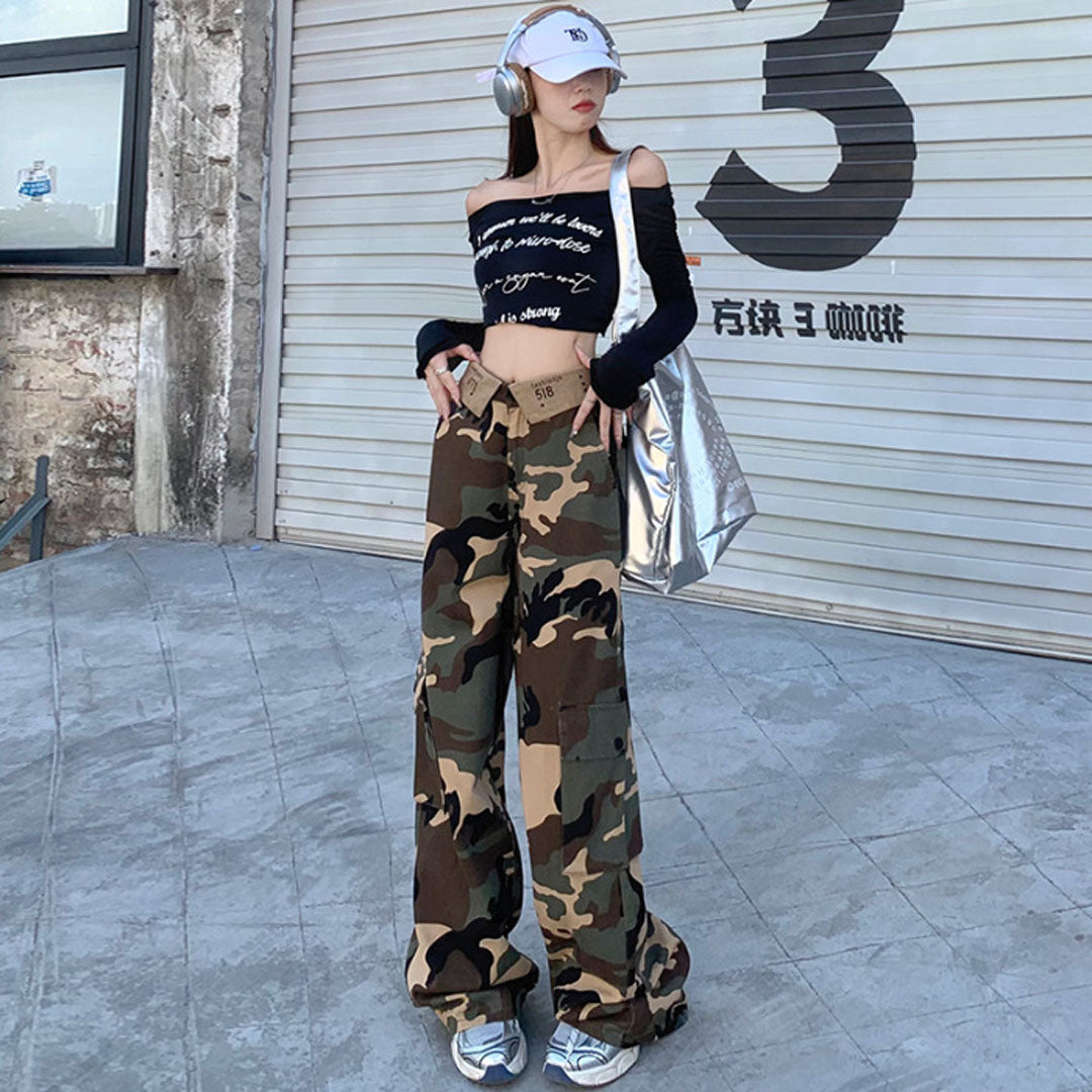 retro army print cargo pant