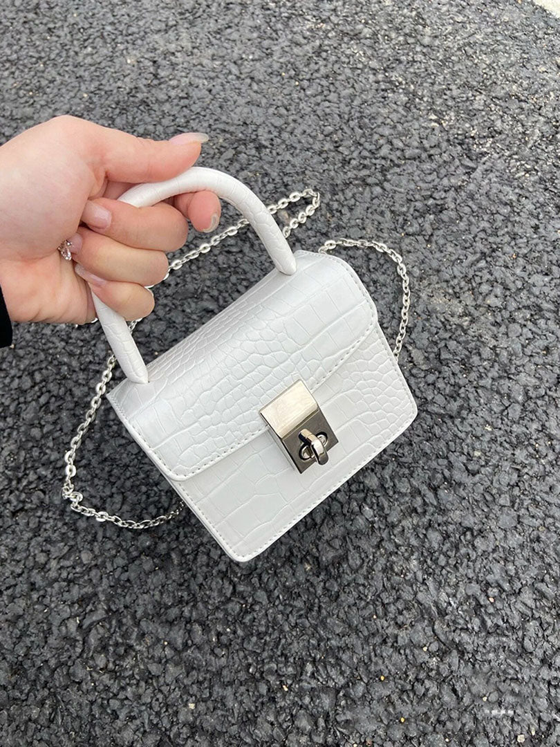crocodile pattern small square bag Black - KALONBD.COM
