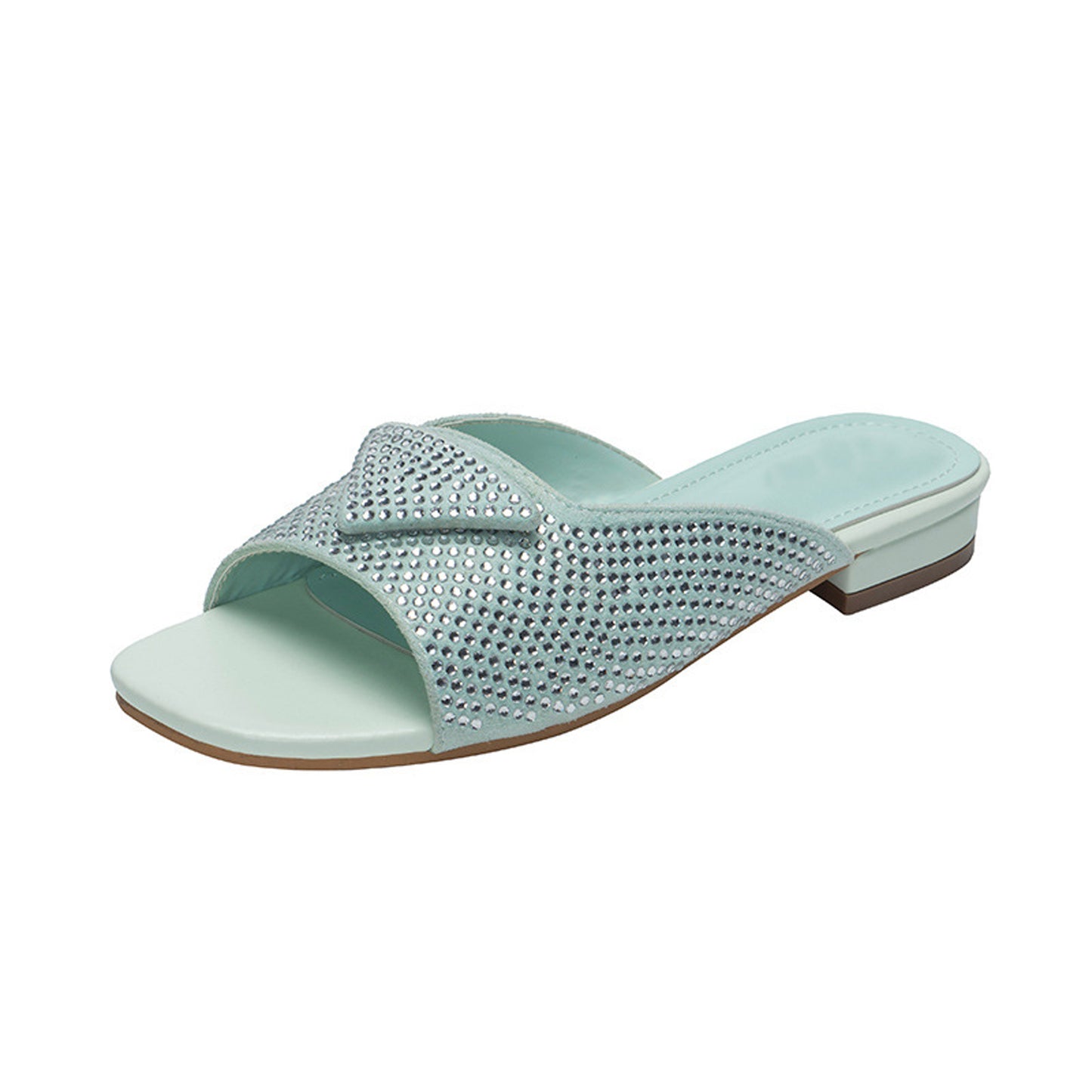 Cross border rhinestone flat sandals-blue||39 - KALONBD.COM