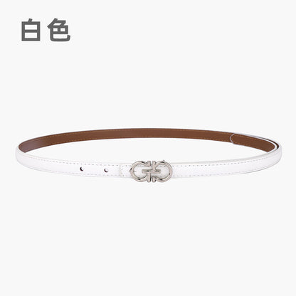 genuine leather designer waist belt-white