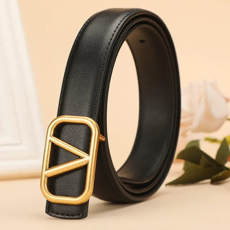 V-brand slim leather belt -Black(Pre-book) - KALONBD.COM