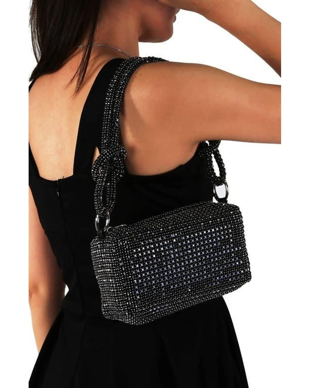 Kalonbd Rhinestone shoulder bag-Black