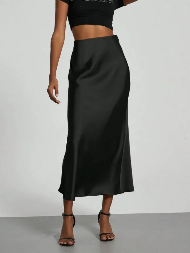 KalonBd silk mid length skirt summer