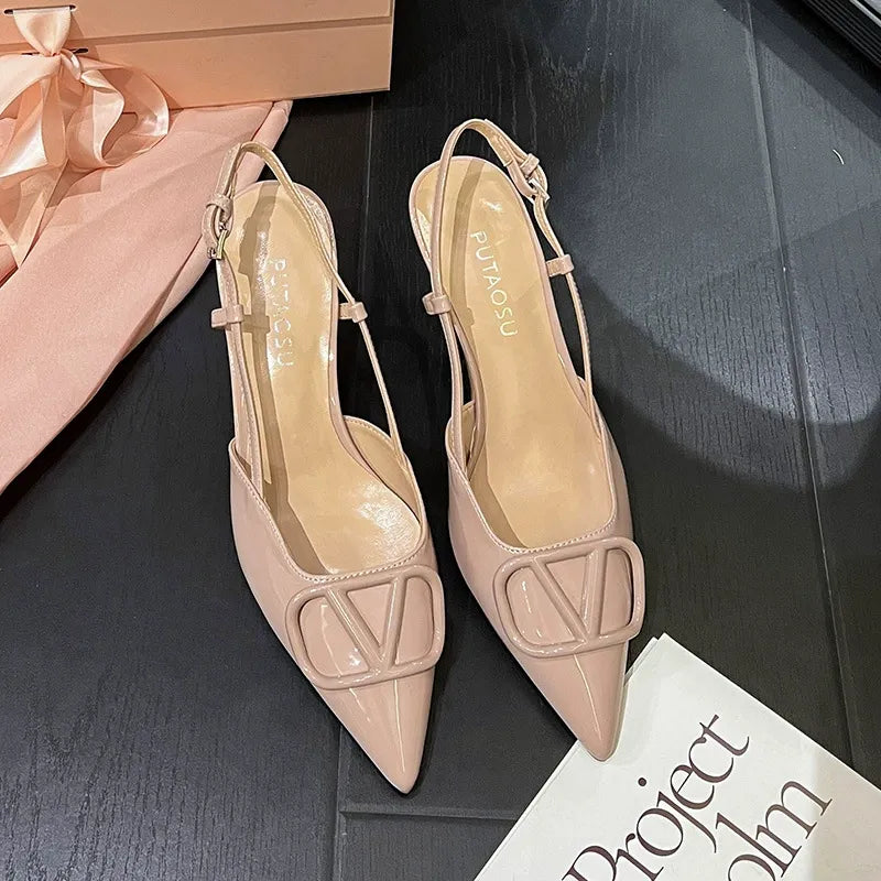 KalonBd pointed Kanglida V-brand heels-Nude color(Pre-book)