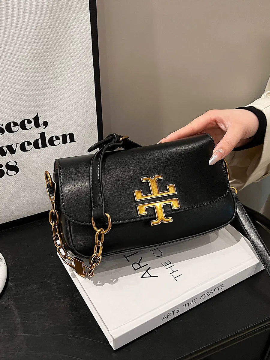 Kalonbd retro one-shoulder handbags- Black