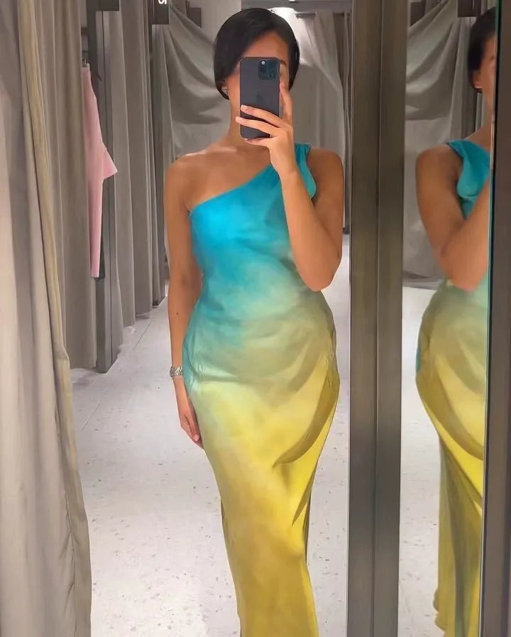 KalonBd casual off-shoulder tie-dye dress