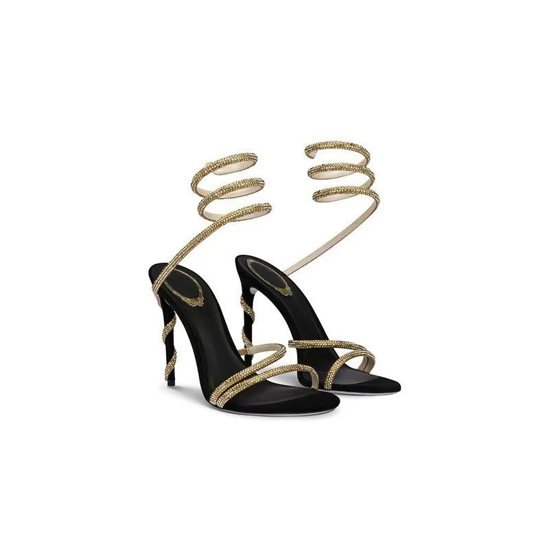 KalonBd Rhinestone snake-shaped high heels(Pre-Book)