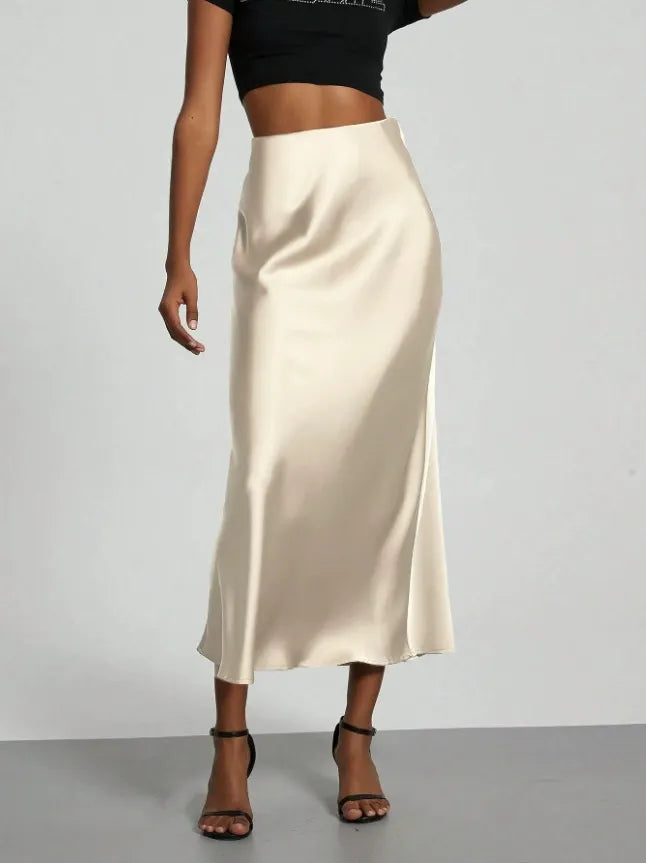 KalonBd silk mid length skirt summer