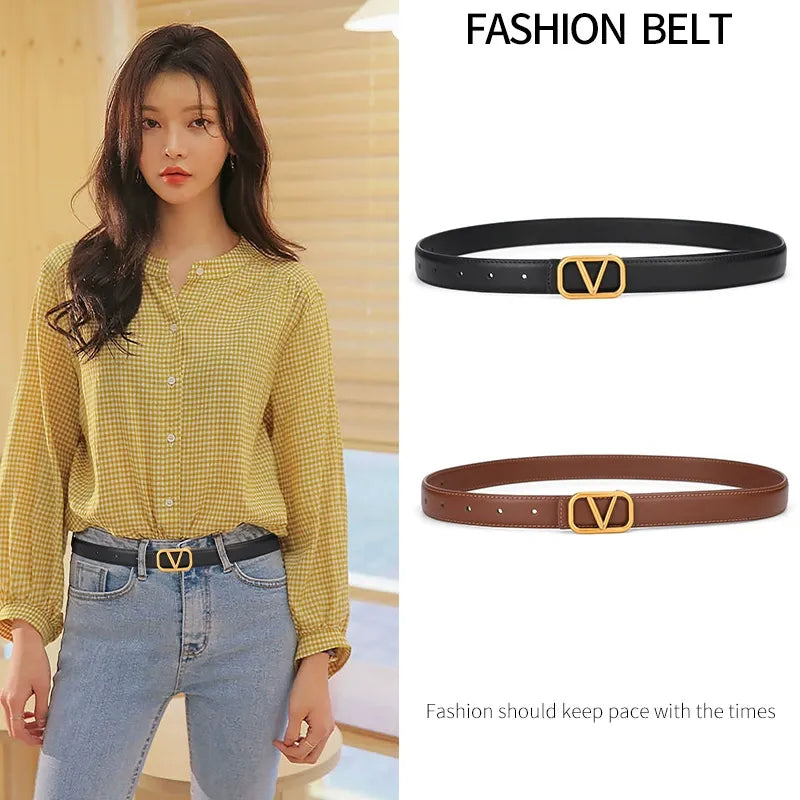 V-brand slim leather belt -Black(Pre-book) - KALONBD.COM