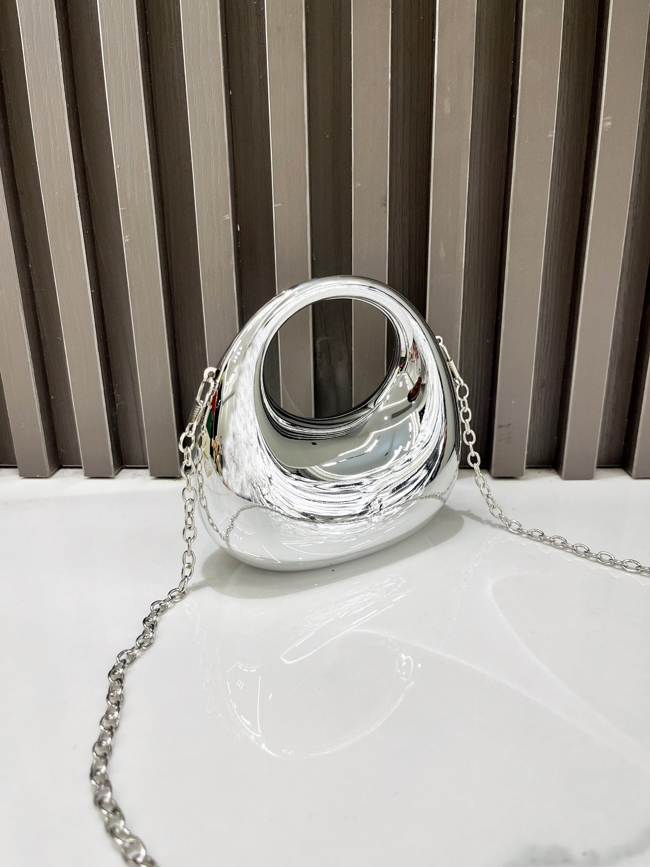 Kalonbd minimalist acrylic moon bag- Silver - KALONBD.COM