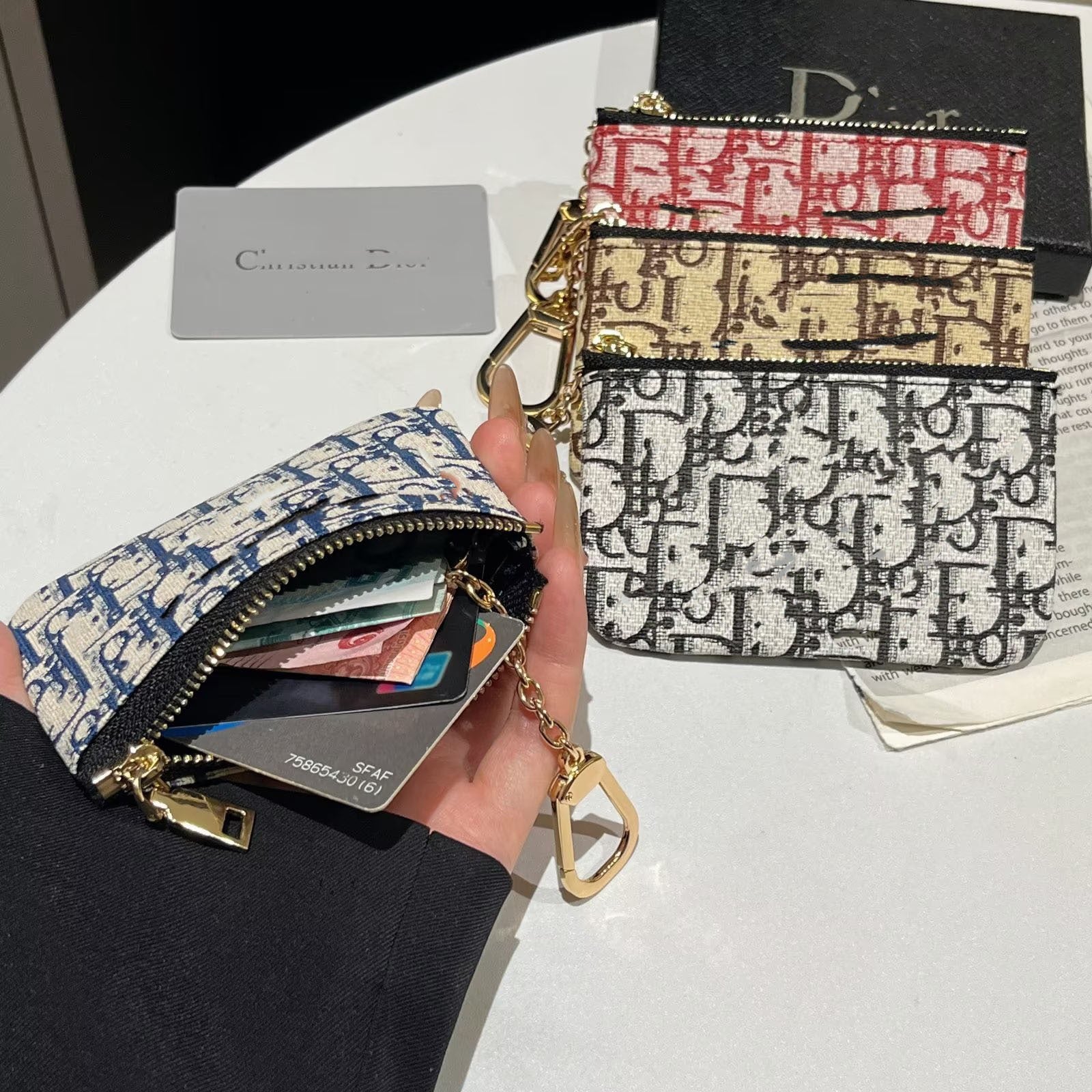 Kalonbd American style Dior card Bag-Brown
