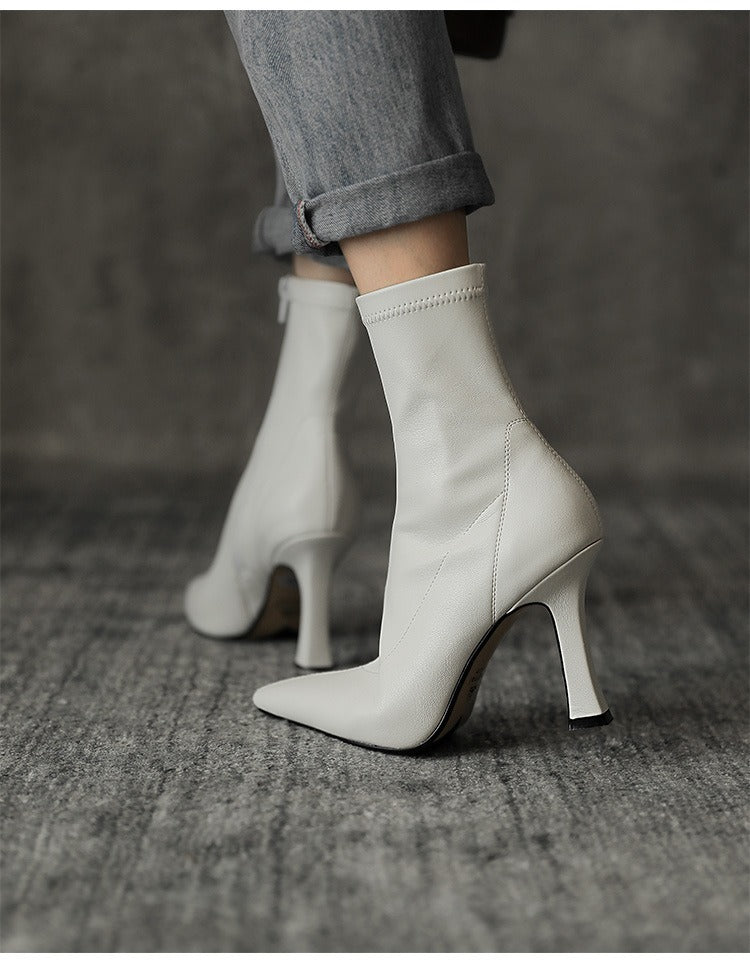 KalonBd pointed celebrity skinny boots-off white(pre-book)