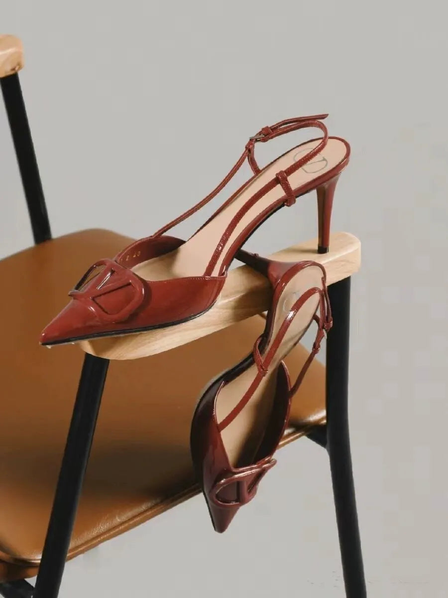 KalonBd pointed Kanglida V-brand heels-Burgundy(Pre-book) - KALONBD.COM