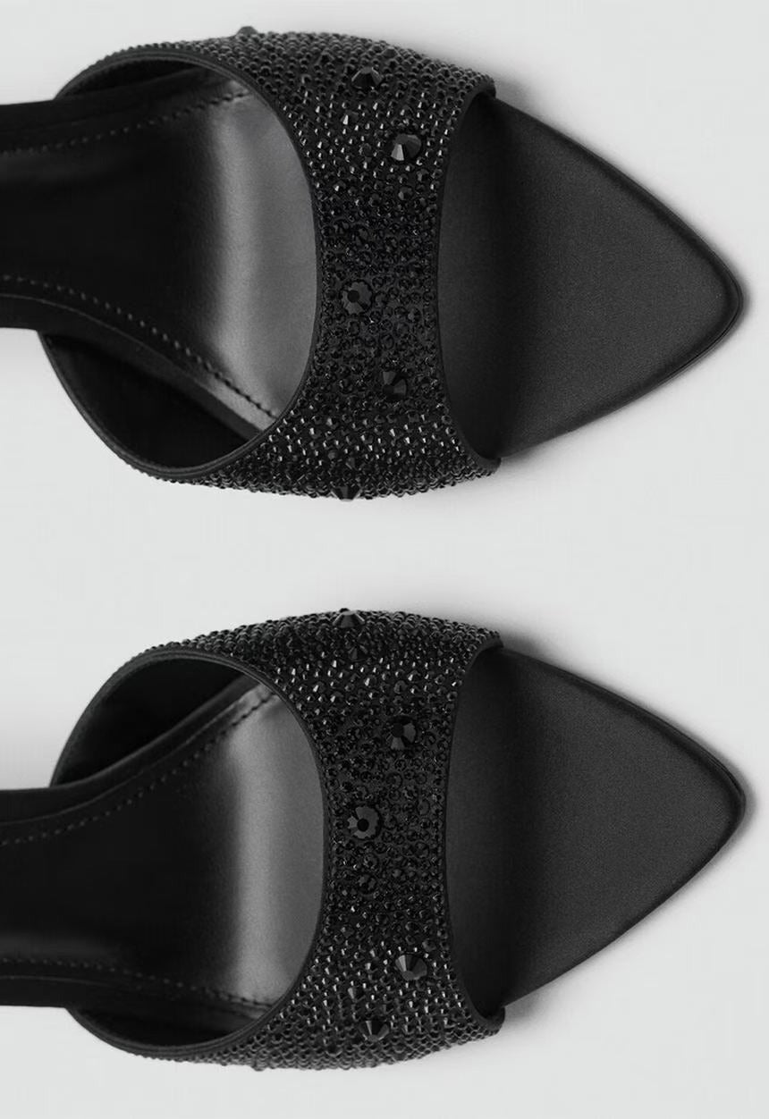 KalonBd Rhinestone Open Toe High-Heels- Black (Pre-book)