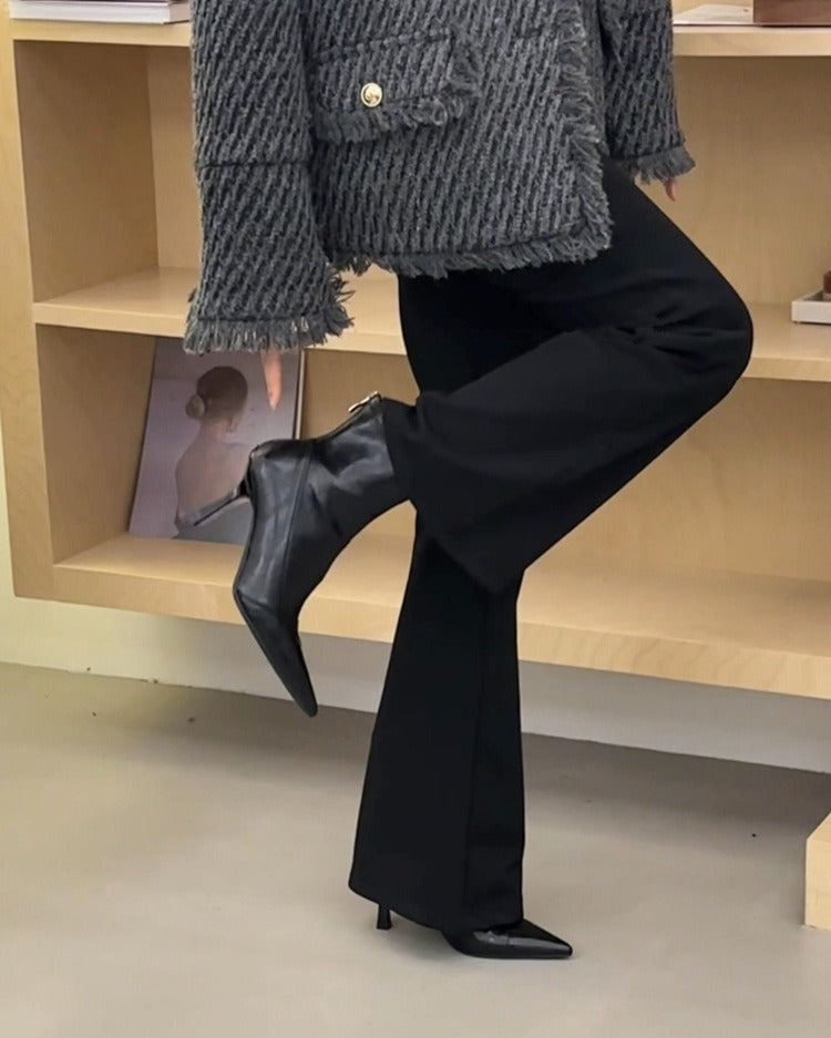 Kalonbd Black Pointed-Toe Stiletto Boots(Pre-book)