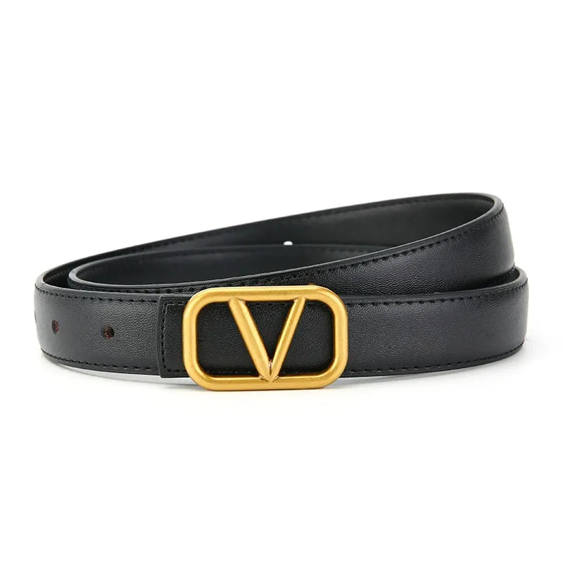 V-brand slim leather belt -Black(Pre-book) - KALONBD.COM