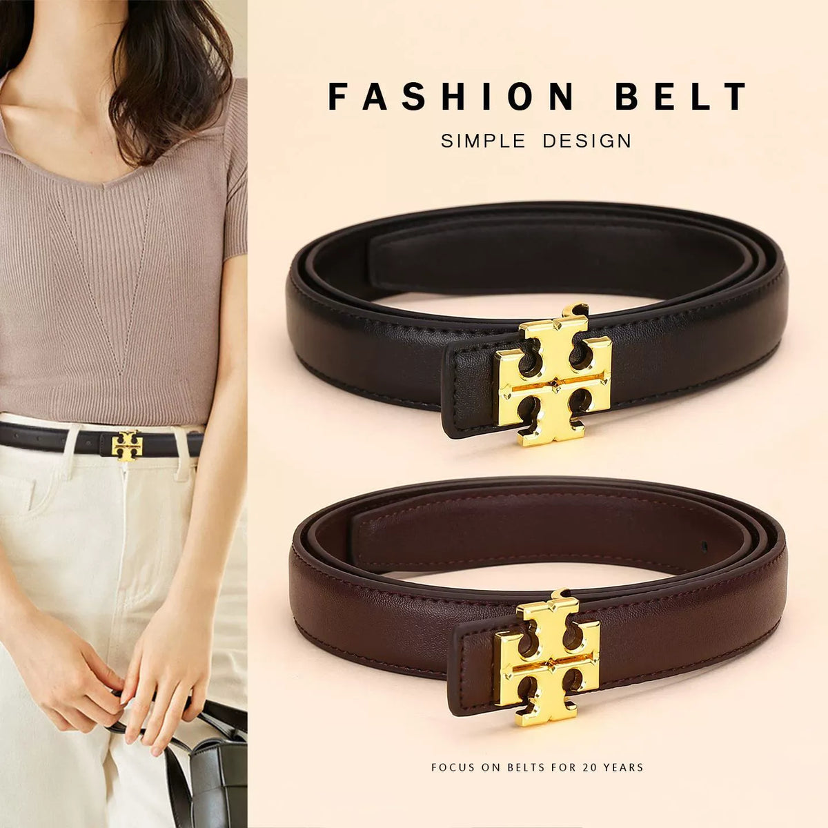 Kalonbd Women's Stylish Leather Belt-Black(Pre-book)